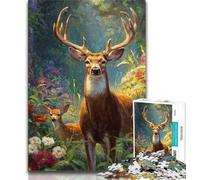 Jigsaw Puzzles for Teenagers 1000 Deer in The Jungle Adult Jigsaw,Challenging Family Activity Games DIY Toy for Home Wall Decor Gifts (size 38x26cm)