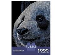 Jigsaw Puzzles for Teenagers 1000 Detailed Panda Portrait on Black Background Jigsaw Fun Games Perfect Decoration Deal As Gifts for The Whole Family 38x26cm/1000pcs