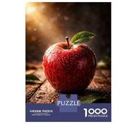 Jigsaw Puzzles for Teenagers 1000 Dewy Red Apple on Wooden Table Jigsaws for Adults DIY Toys Analysis And Logic Help The Brain Exercise 52x38cm/1000pcs