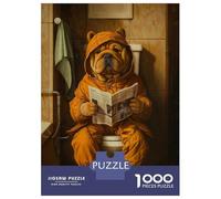 Jigsaw Puzzles for Teenagers 1000 Dog Goes to The Toilet Adult Puzzles Hands-on Game Pattern Assembly Deal As Gifts for The Whole Family 38x26cm/1000pcs