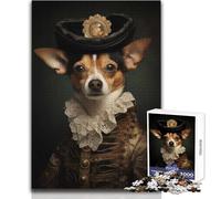 Jigsaw Puzzles for Teenagers 1000 Dog in Renaissance Attire Unique Challenge Game Tough Challenge Birthday Gifts Size 50x75cm