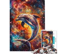 Jigsaw Puzzles for Teenagers 1000 Dolphin in The Cosmos 1000 Piece Jigsaw Impossible Game Great Gifts And Toys Stress Reliever (Size 38x26cm)