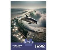 Jigsaw Puzzles for Teenagers 1000 Dolphin Ocean Waves Jigsaw for Adults Family Games Pattern Assembly Help The Brain Exercise 38x26cm/1000pcs