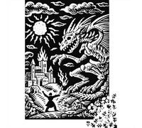 Jigsaw Puzzles for Teenagers 1000 Dragon Attacks Village Adult Puzzles Hands-on Game Pattern Assembly Deal As Gifts for The Whole Family 52x38cm/1000pcs