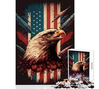 Jigsaw Puzzles for Teenagers 1000 Eagle American Flag Home Decoration Toys Birthday Gift Relaxing Games Artists Collection, Fine Art Size 38x26cm