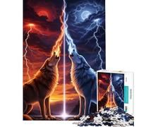 Jigsaw Puzzles for Teenagers 1000 Elemental Wolves Howling at The Sky for Birthday, Chrismas Enhance Memory Anti-Stress Toys Suitable for Ages 14 And Up (38x52cm)