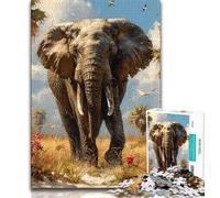 Jigsaw Puzzles for Teenagers 1000 Elephant Watercolor 1000 Piece Puzzle,Stress Reliever Staycation Kill Time Wishlist with Santa Claus 38x26cm