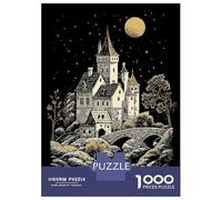 Jigsaw Puzzles for Teenagers 1000 Fantasy Castle Under Moonlight Illustration Jigsaw Fun Games Perfect Decoration Deal As Gifts for The Whole Family 70x50cm/1000pcs