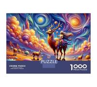 Jigsaw Puzzles for Teenagers 1000 Fantasy Deer Ride Artwork Adult Puzzles Hands-on Game Pattern Assembly Deal As Gifts for The Whole Family 38x26cm/1000pcs
