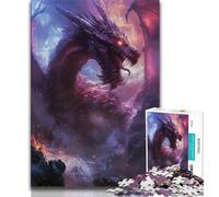 Jigsaw Puzzles for Teenagers 1000 Fantasy Flying Dragon 1000 Piece Puzzle,Stress Reliever Staycation Kill Time Wishlist with Santa Claus 38x26cm