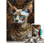 Jigsaw Puzzles for Teenagers 1000 Fantasy Sphynx Cat Teenager Puzzles,Challenging Game for Is Ideal As A Gift for The Whole Family 26x38cm