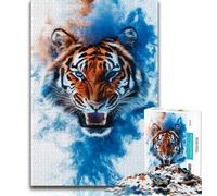 Jigsaw Puzzles for Teenagers 1000 Fantasy Tiger 1000 Pieces for Adults,Family Entertainment Toys with Matching Poster And Trivia Sheet 26x38cm