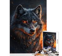 Jigsaw Puzzles for Teenagers 1000 Fiery Wolf's Gaze - Hands-on Game Suitable for Couples Home Decoration Toys Unique Birthday And Xmas Gifts (50x75cm)