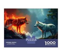 Jigsaw Puzzles for Teenagers 1000 Fire And Ice Wolves Confrontation Adult Jigsaw Puzzle Family Game But Fun And Humorous for Birthday, Chrismas 52x38cm/1000pcs