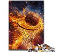 Jigsaw Puzzles for Teenagers 1000 Flame Basketball 1000 Pieces for Teenagers,Interesting Stress Reduction Parent-child Interaction (50x75cm)