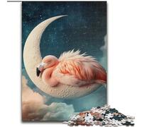 Jigsaw Puzzles for Teenagers 1000 Flamingo on The Moon for And 14 Years And over Educational Challenge Fun Activities at Home, Birthday Gifts, Travel Gifts (size 50x75cm)