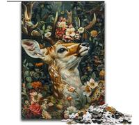 Jigsaw Puzzles for Teenagers 1000 Floral Deer, for 14+ For Family Fun & Game Night Artists' Collection, Fine Arts 50x75cm