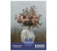 Jigsaw Puzzles for Teenagers 1000 Floral Head Art Lady Field Puzzles for Adults Hands-on Game Stress Reliever Help The Brain Exercise 52x38cm/1000pcs