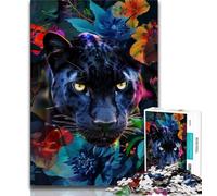 Jigsaw Puzzles for Teenagers 1000 Flowers Black Leopard Teenager Puzzles,Challenging Game for Is Ideal As A Gift for The Whole Family 26x38cm