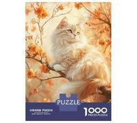 Jigsaw Puzzles for Teenagers 1000 Fluffy Cat in Blossoms Puzzle for Adults Anti-Stress Toys Difficult Hard Deal As Gifts for The Whole Family 38x26cm/1000pcs