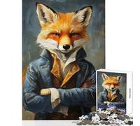 Jigsaw Puzzles for Teenagers 1000 Fox in A Suit Home Decoration Toys Birthday Gift Relaxing Games Artists Collection, Fine Art Size 38x26cm