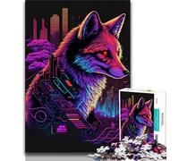 Jigsaw Puzzles for Teenagers 1000 Fox Neon 1000 Piece Puzzle,Stress Reliever Staycation Kill Time Wishlist with Santa Claus 75x50cm