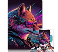 Jigsaw Puzzles for Teenagers 1000 Fox Neon Adult Jigsaw,Challenging Game Toys Wall Decoration Unique Birthday And Xmas Gifts (size 75x50cm)
