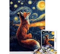 Jigsaw Puzzles for Teenagers 1000 Fox Under Starry Night Hands-on Game Suitable for Couples Home Decoration Toys Unique Birthday And Xmas Gifts (38x52cm)