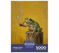 Jigsaw Puzzles for Teenagers 1000 Frog Smoking A Pipe on A Tree Stump Jigsaws for Adults DIY Toys Analysis And Logic Help The Brain Exercise 70x50cm/1000pcs