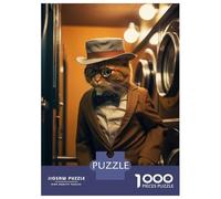 Jigsaw Puzzles for Teenagers 1000 Funny Elegant Traveler Cat Adult Puzzles Hands-on Game Pattern Assembly Deal As Gifts for The Whole Family 52x38cm/1000pcs
