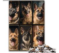 Jigsaw Puzzles for Teenagers 1000 German Shepherd Collage for And 14 Years And over Educational Challenge Fun Activities at Home, Birthday Gifts, Travel Gifts (size 26x38cm)