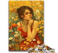Jigsaw Puzzles for Teenagers 1000 Girl in Wildflowers Summer for Age 14+ Brain Teaser Game Best Gift for Adults And Teenagers 50x75cm