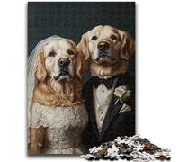 Jigsaw Puzzles for Teenagers 1000 Golden Retriever Couple Puzzles,Challenging Family Activity Games DIY Toy for Home Wall Decor Gifts (26x38cm)