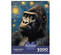 Jigsaw Puzzles for Teenagers 1000 Gorilla Starry Night Puzzles for Adults Hands-on Game Stress Reliever Help The Brain Exercise 52x38cm/1000pcs