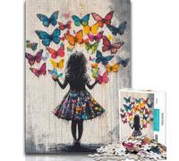 Jigsaw Puzzles for Teenagers 1000 Graffiti Girl And Butterfly Adult Jigsaw,for Educational Game Challenge Toy Unique Home Decor And Gifts (size 38x26cm)