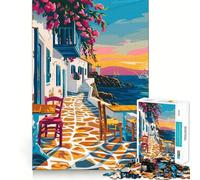 Jigsaw Puzzles for Teenagers 1000 Greece Summer Travel Art Exact Cut Play Brain Teaser Gift Calm Play Time Xmas Art Gift (38x52cm)
