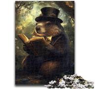 Jigsaw Puzzles for Teenagers 1000 Groundhog Reading A Book 1000 Pieces for Adults,Family Entertainment Toys with Matching Poster And Trivia Sheet (75x50cm)