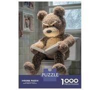 Jigsaw Puzzles for Teenagers 1000 Grumpy Teddy Bear Reading on Toilet Puzzle for Adults Anti-Stress Toys Difficult Hard Deal As Gifts for The Whole Family 52x38cm/1000pcs