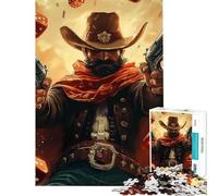 Jigsaw Puzzles for Teenagers 1000 Gunslinger Western Wearing A Poncho Fun at Home Activities, Improve Memory Fun Games Suitable for People Aged 14 And Above (50x75cm)