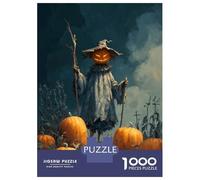 Jigsaw Puzzles for Teenagers 1000 Halloween Pumpkin Scarecrow in A Field Jigsaws for Adults Brain Teaser Game Presents for Women Unique Birthday And Gifts 38x26cm/1000pcs