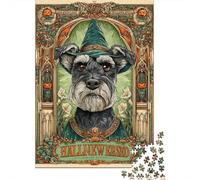 Jigsaw Puzzles for Teenagers 1000 Halloween Wizard Dog Art Print Puzzle for Adults Toy Wall Decor Stress Reliever Help The Brain Exercise 52x38cm/1000pcs