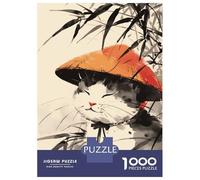 Jigsaw Puzzles for Teenagers 1000 Happy Bamboo Japanese Cat Adult Puzzles Hands-on Game Pattern Assembly Deal As Gifts for The Whole Family 52x38cm/1000pcs