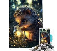 Jigsaw Puzzles for Teenagers 1000 Hedgehog with Firefly Jar Challenging To Complete But Fun And Humorous Practical Game for 14+ Puzzle Game Offered (38x52cm)