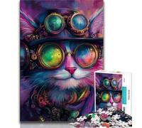 Jigsaw Puzzles for Teenagers 1000 Helmet Cat Adult Jigsaw,Challenging Game Toys Wall Decoration Unique Birthday And Xmas Gifts (size 38x26cm)