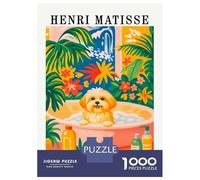 Jigsaw Puzzles for Teenagers 1000 Henri Matisse Style Dog Bath Puzzle for Adults Brain Teaser Game Analysis And Logic Stress Reduction Gifts 52x38cm/1000pcs