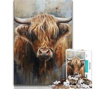Jigsaw Puzzles for Teenagers 1000 Highland Cow Adult Jigsaw,Challenging Family Activity Games DIY Toy for Home Wall Decor Gifts (size 38x26cm)