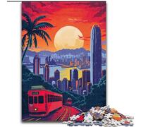 Jigsaw Puzzles for Teenagers 1000 Hong Kong Skyline Tram, for And 14 Years And over for Educational Game Challenge Toy Gift for Birthdays 50x75cm