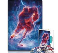 Jigsaw Puzzles for Teenagers 1000 Ice Hockey Sports 1000 Pieces for Adults,Family Entertainment Toys with Matching Poster And Trivia Sheet 75x50cm