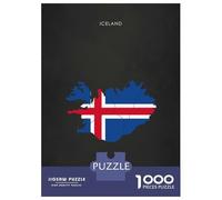 Jigsaw Puzzles for Teenagers 1000 Iceland Flag Map Puzzle for Adults Toy Wall Decor Stress Reliever Help The Brain Exercise 38x26cm/1000pcs
