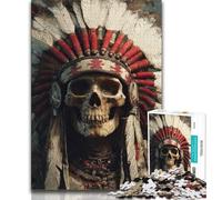 Jigsaw Puzzles for Teenagers 1000 Indian Skull 1000 Piece Puzzle,Stress Reliever Staycation Kill Time Wishlist with Santa Claus 38x26cm